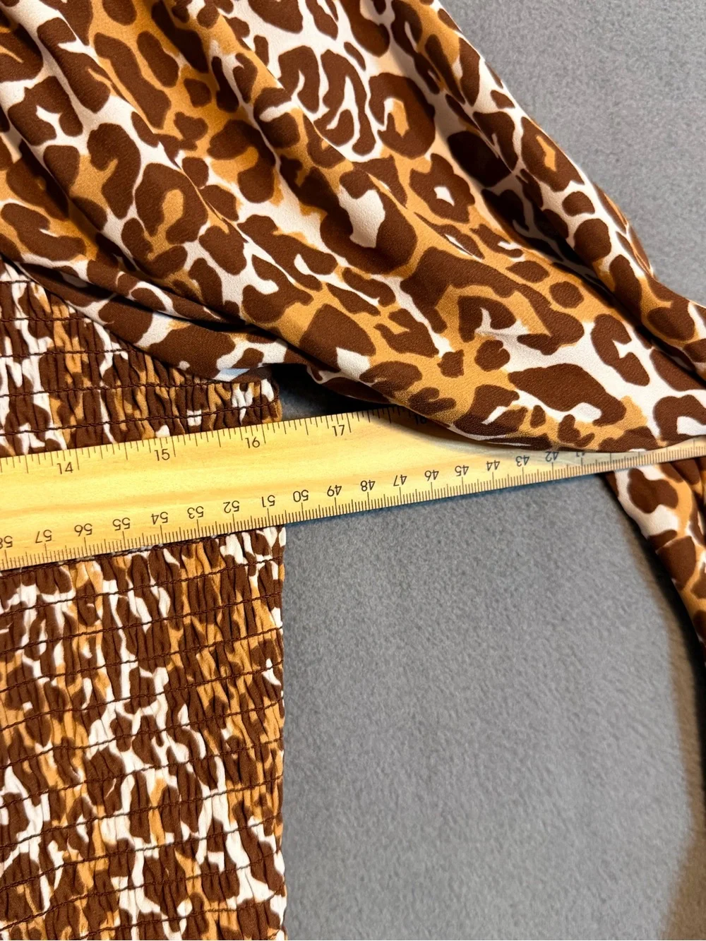 Lilly Pulitzer Brown Leopard Print Smocked Peplum Long Sleeve Blouse Cheetah